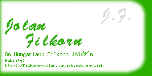 jolan filkorn business card